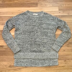 LOFT Crewneck Long Sleeve Open Knit Sweater Marble Gray Women’s S